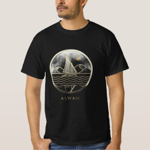 Camiseta Barco à Vela de Assuã Minimalista - Nilo Dourado