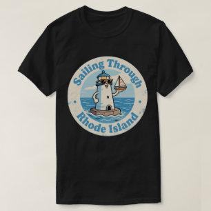 Camiseta Barco à Vela Farol Vintage Rhode Island Engraçado