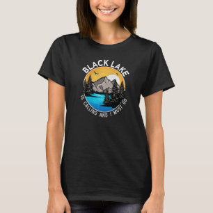 Camiseta Barco de pesca acampamento Lakeview Black Lake