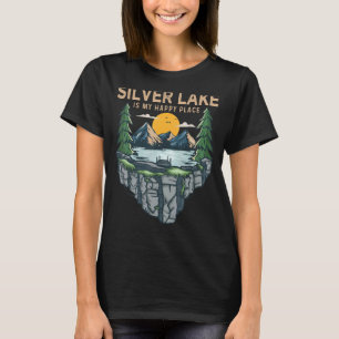 Camiseta Barco de Pesca Acampamento Meu Local Feliz Lago Pr