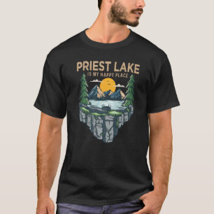 Camiseta Barco de Pesca Acampamento Meu Local Feliz Priest