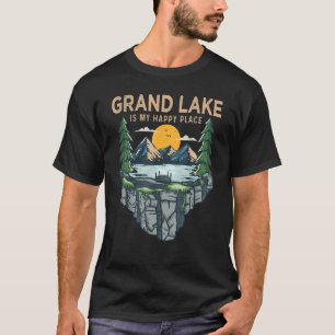 Camiseta Barco de Pesca Acampamento Meu Lugar Feliz Grand L