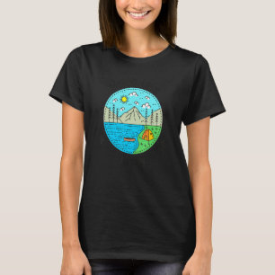 Camiseta Barco de Pesca Acampamento Meu Lugar Feliz Lago