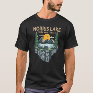 Camiseta Barco de Pesca Acampamento Meu Lugar Feliz Norris