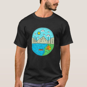 Camiseta Barco de Pesca Acampamento   Meu Lugar Feliz Verõe