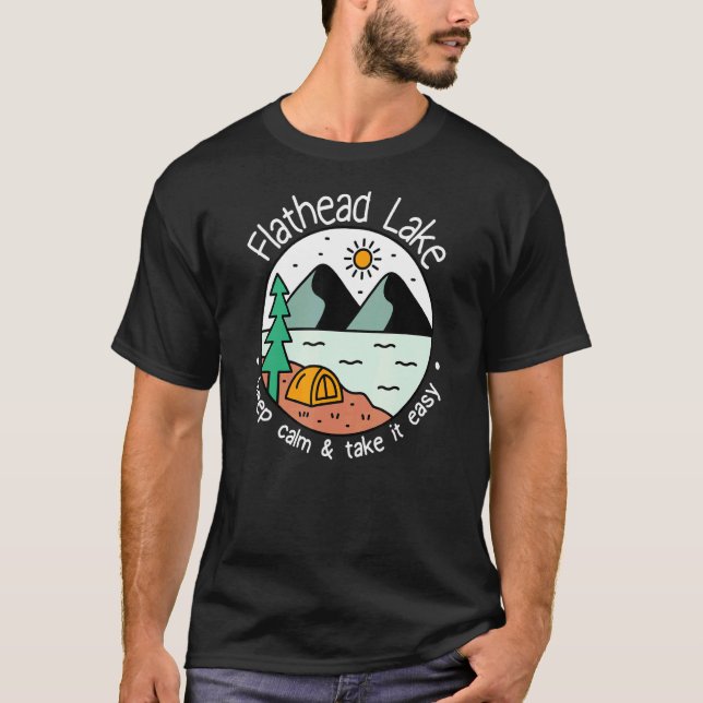 Camiseta Barco de Pesca Acampamento   Relaxe Flathead La (Frente)