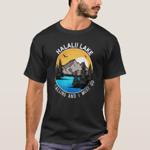 Camiseta Barco de Pesca Acampamento Vista do Lago Halalii L