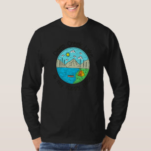 Camiseta Barco De Pesca Acampando Meu Lugar Feliz, Deep Cre