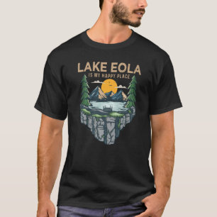 Camiseta Barco De Pesca Acampando Meu Lugar Feliz Lago Eola
