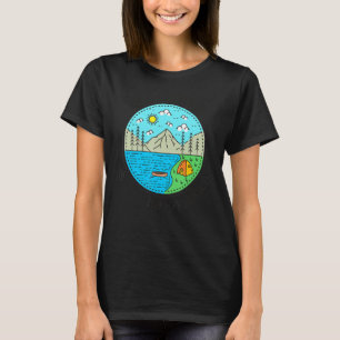 Camiseta Barco De Pesca Acampando Meu Lugar Feliz Lago Gene