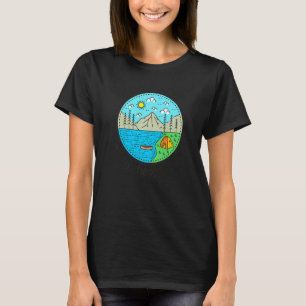 Camiseta Barco De Pesca Acampando Meu Lugar Feliz Lago Hero
