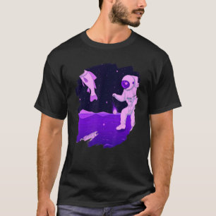 Camiseta Barco de Pesca Astronauta Espaço Oceano Lago Legal