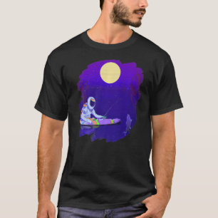 Camiseta Barco de Pesca Astronauta Espaço Oceano Lago Peixe