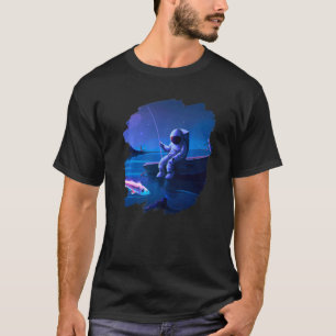 Camiseta Barco de Pesca Astronauta Espaço Oceano Lago Resfr