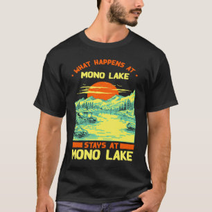 Camiseta Barco de Pesca Camping Lago Férias Mono Lake