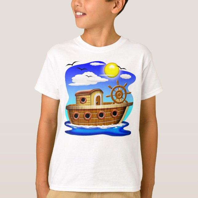 Camiseta Barco de Pesca Cartoon  (Frente)