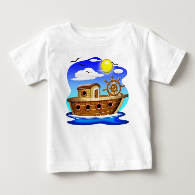 Camiseta Barco de Pesca Cartoon  (Frente)