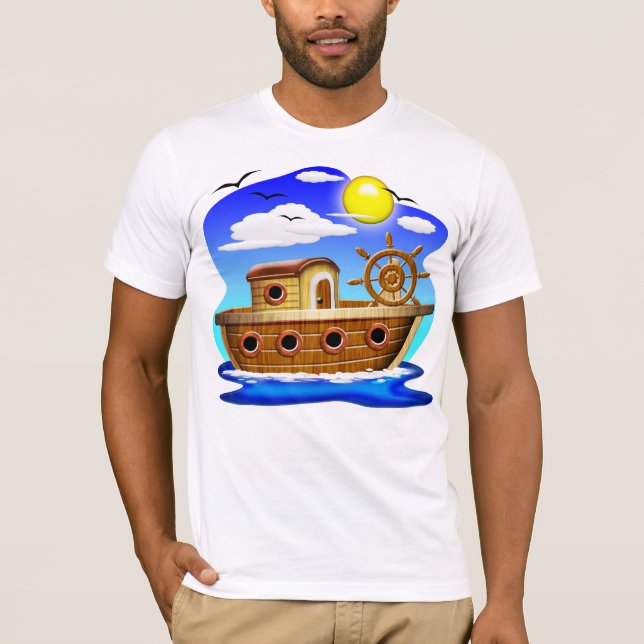 Camiseta Barco de Pesca Cartoon  (Frente)