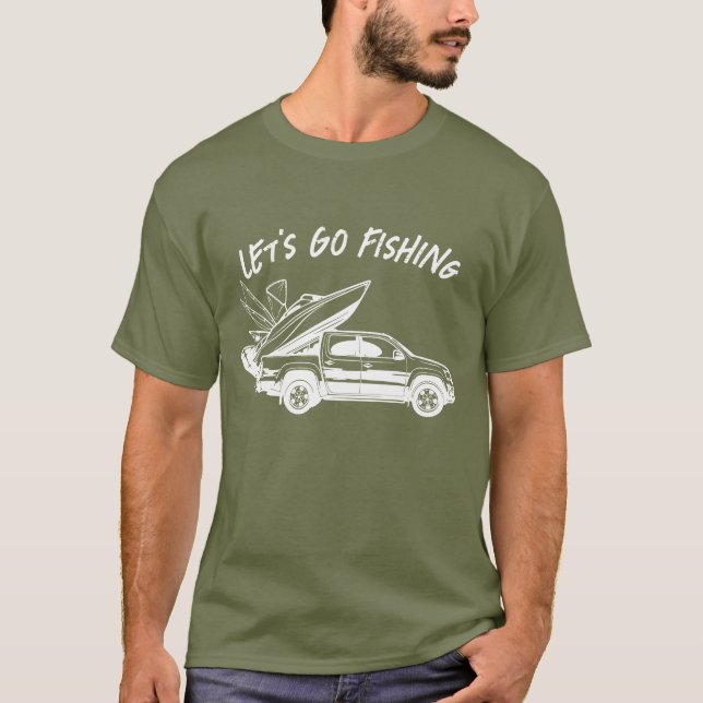 Camiseta Barco de Pesca de vamos e carro de SUV (Frente)