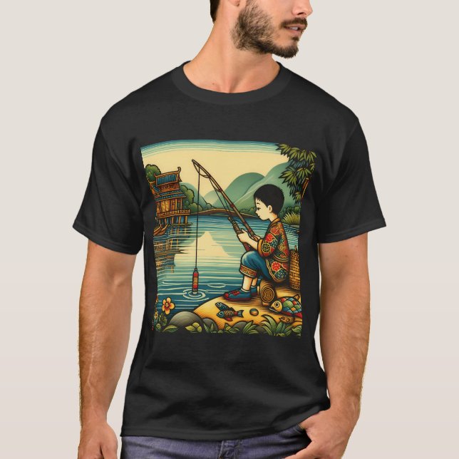 Camiseta Barco de pesca fofo (círculo) (Frente)