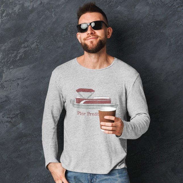 Camiseta Barco de Pontoon Vermelho e Branco Personalizado (Criador carregado)