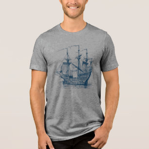 Camiseta Barco de Vela a Vento Azul Marinho Vintage