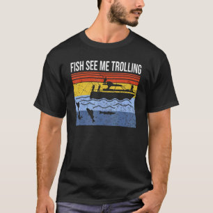 Camiseta Barco divertido de pesca com isca arrastada peixe