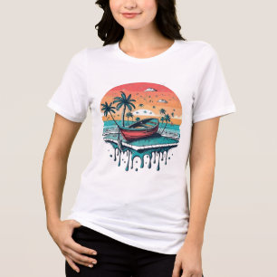 Camiseta Barco Pôr do Sol Tropical