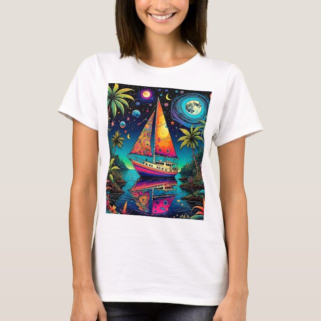 Camiseta Barco sob o céu iluminado 2 (Frente)