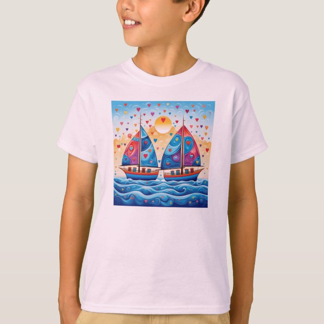 Camiseta Barcos à vela com coração (Frente)