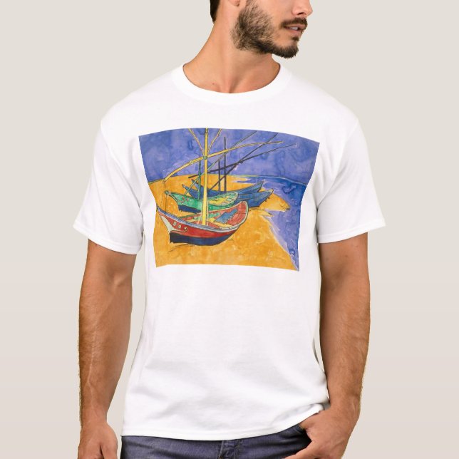 Camiseta Barcos de pesca de Vincent van Gogh | na praia (Frente)