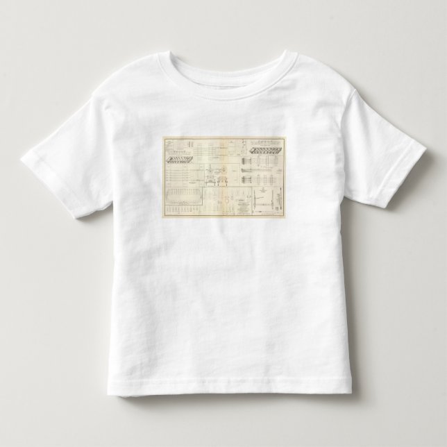 Camiseta Barcos dos desenhos, pontes, vagões, projécteis (Frente)