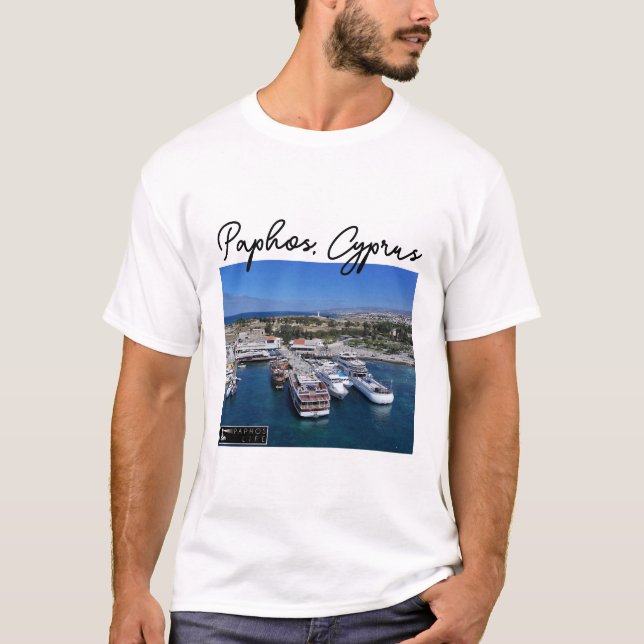 Camiseta Barcos e farol de Paphos Harbor (Frente)