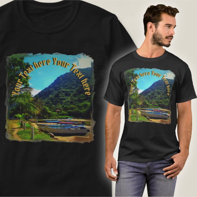 Camiseta Barcos Mismaloya no rio 0350 (Criador carregado)