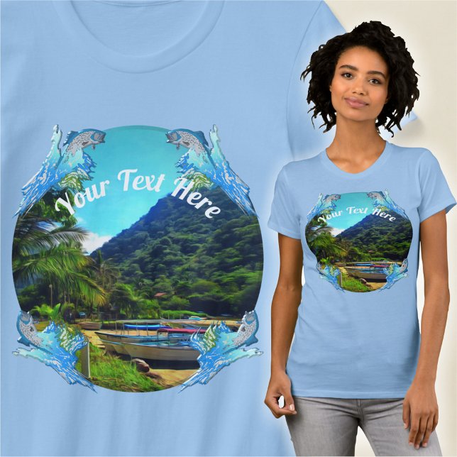 Camiseta Barcos Mismaloya no rio 0350 (Criador carregado)