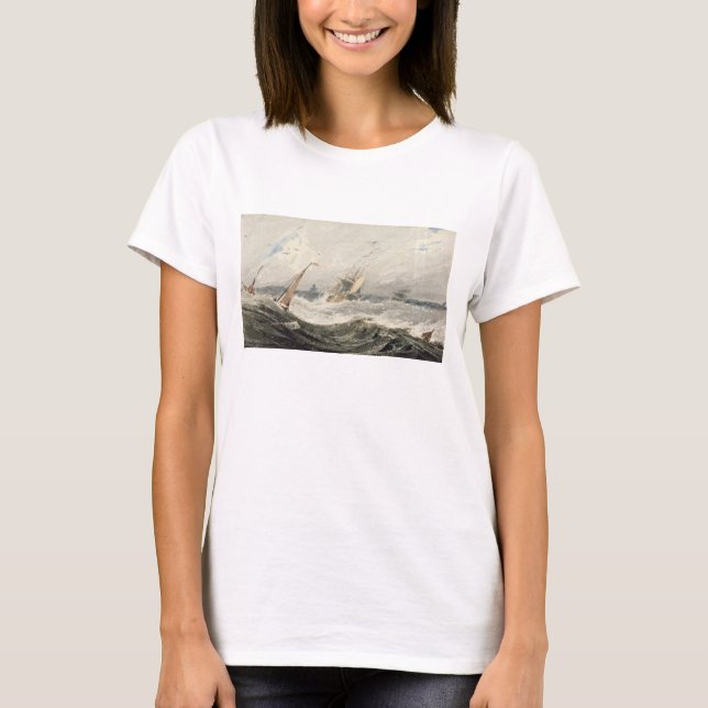 Camiseta Barcos num mar tempestuoso (com grafite sobre made (Frente)