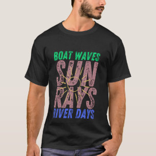 Camiseta Barcos Ondas Sol Dias de Raios Fluviais Curtos Ret