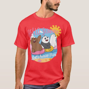 Camiseta Bare Bears Hello Summer! Urso de Gelo Grizz Panda