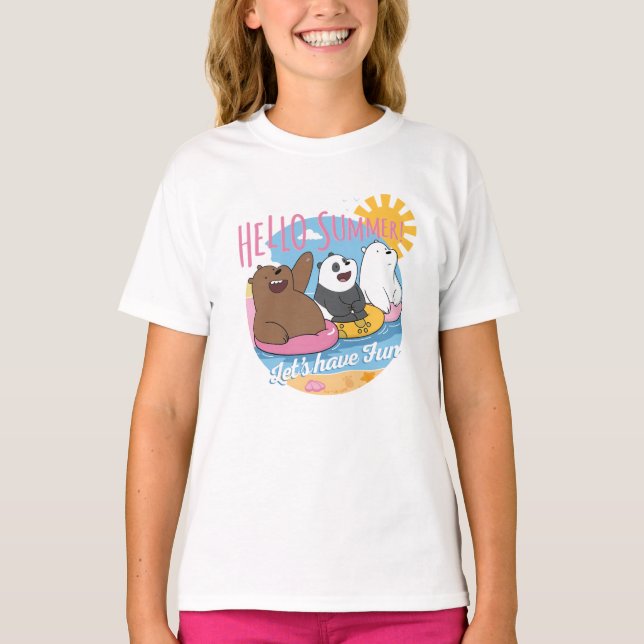 Camiseta Bare Bears - Olá Summer! Vamos se divirta (Frente)