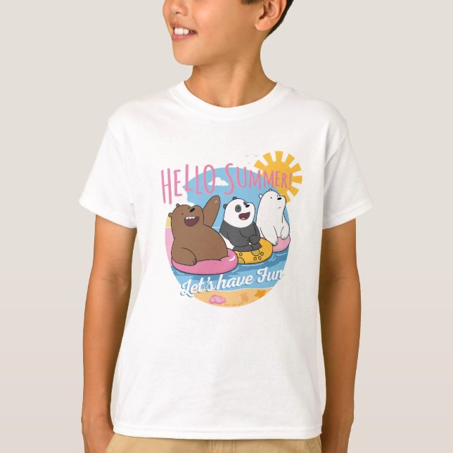 Camiseta Bare Bears - Olá Summer! Vamos se divirta (Frente)