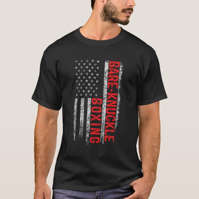Camiseta Bare Knuckle Boxing American Flag 4 De Julho (Frente)