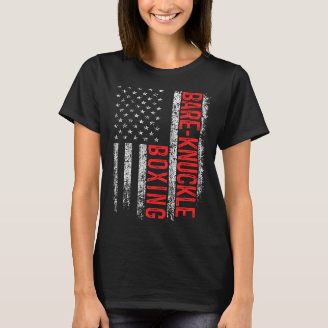 Camiseta Bare Knuckle Boxing American Flag 4th of July Figh (Frente)