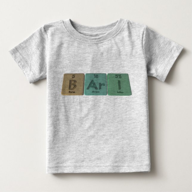 Camiseta Bari como o iodo do argônio do boro (Frente)