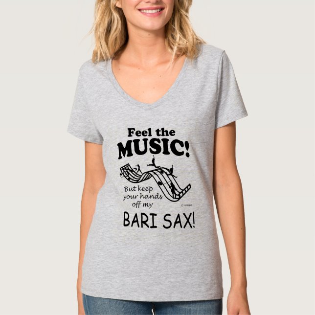 Camiseta Bari Sax Sente A Música (Frente)