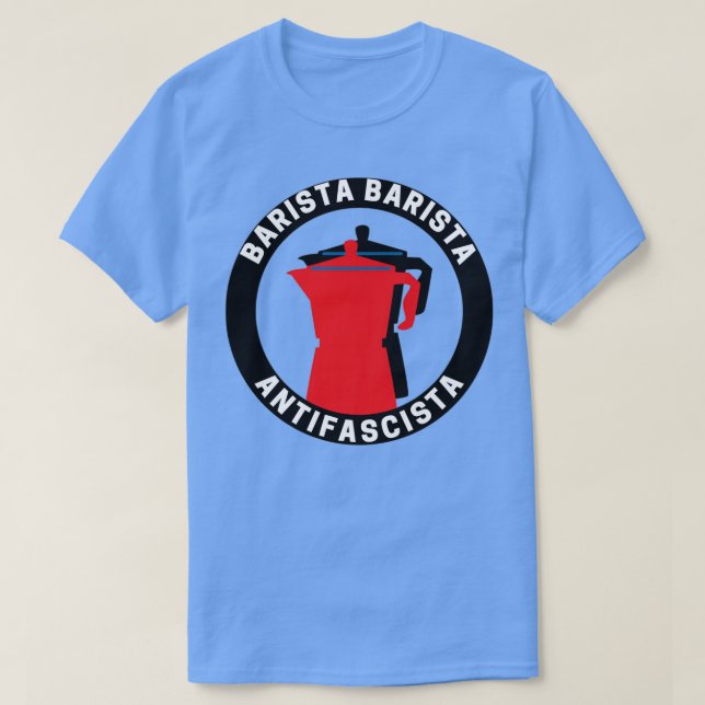 Camiseta Barista Barista Antifascista Antifascista (Frente do Design)