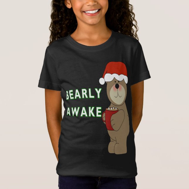 Camiseta Barly Awake Engraçado Bear Natal Pajama dorme (Frente)
