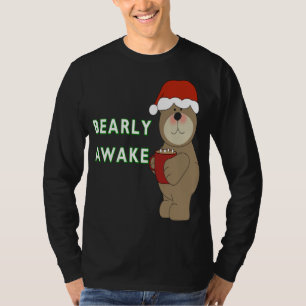 Camiseta Barly Awake Engraçado Bear Natal Pajama dorme