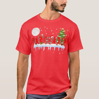 Camiseta Barman Árvore de Natal Luz Leopardo Chapéu de Papa