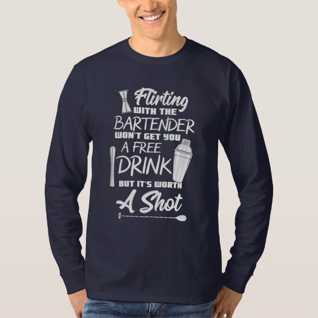 Camiseta Barman De Apagar Sem Bebidas Gratuitas (Frente)