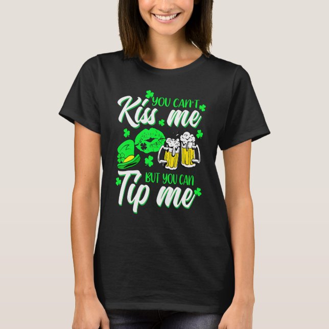 Camiseta Barman Garçonete de Shamrock de Dia de São Patríci (Frente)